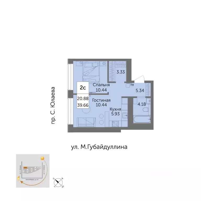 2-к кв. Башкортостан, Уфа ул. Художника Позднова (39.66 м) - Фото 0
