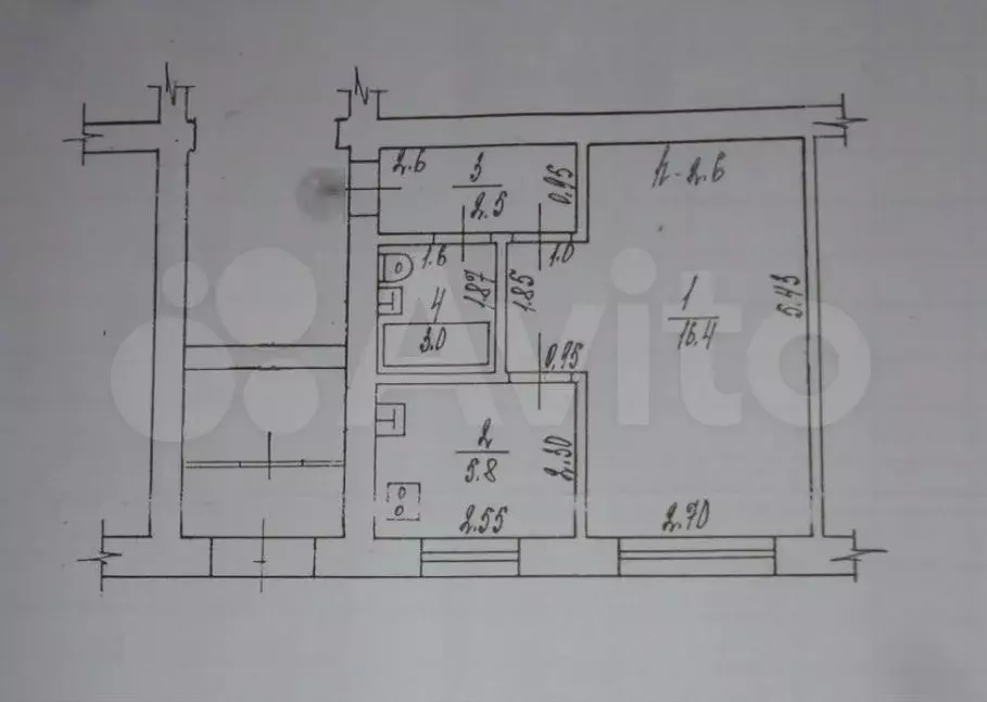 1-к. квартира, 30 м, 4/5 эт. - Фото 0