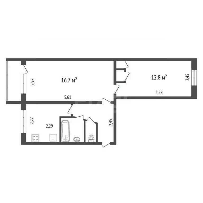 2-к кв. Иркутская область, Иркутск Трудовая ул., 49 (43.0 м) - Фото 2