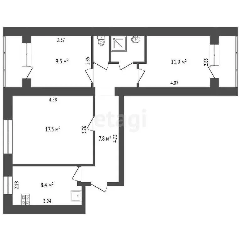 3-комнатная квартира: Краснодар, улица имени Жлобы, 1/1 (66 м) - Фото 0