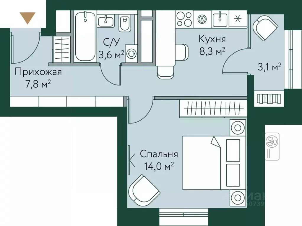 1-к кв. Волгоградская область, Волгоград Новосибирская ул., 74 (36.8 ... - Фото 0