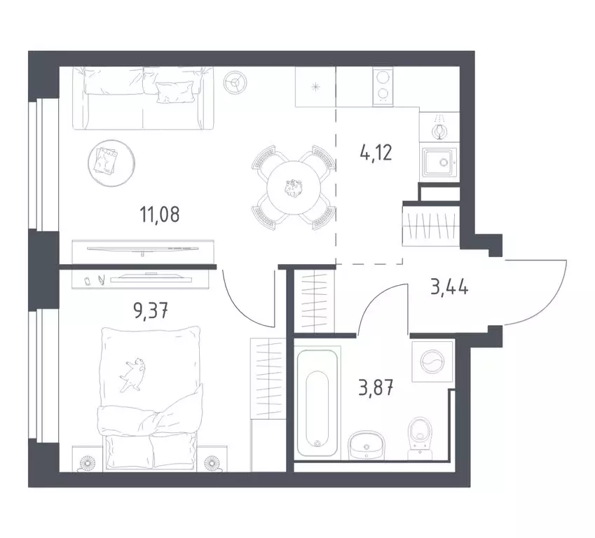 1-комнатная квартира: посёлок городского типа Мисайлово, микрорайон ... - Фото 1