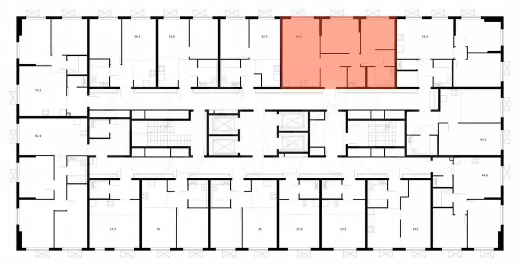 2-к. квартира, 60,2 м, 13/25 эт. - Фото 1