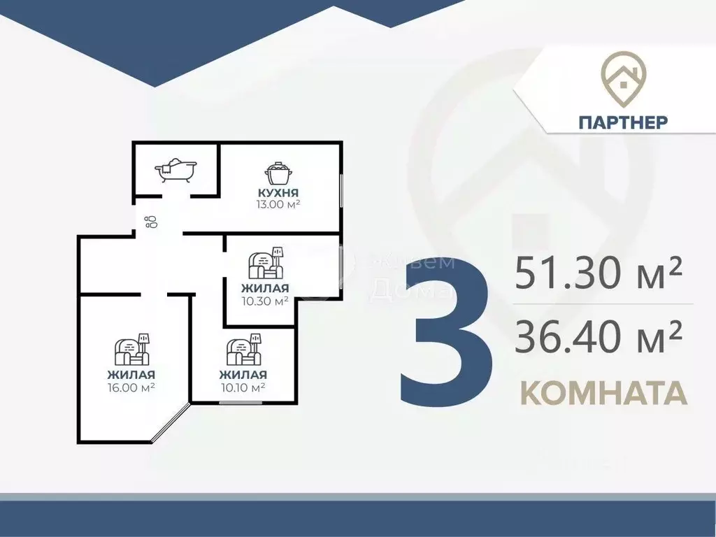 3-к кв. Волгоградская область, Городищенский район, Царицынское с/пос, ... - Фото 2