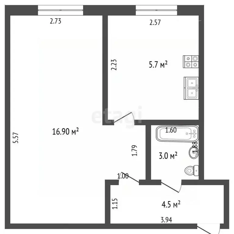1-к кв. Чувашия, Чебоксары Кооперативная ул., 1 (30.1 м) - Фото 2