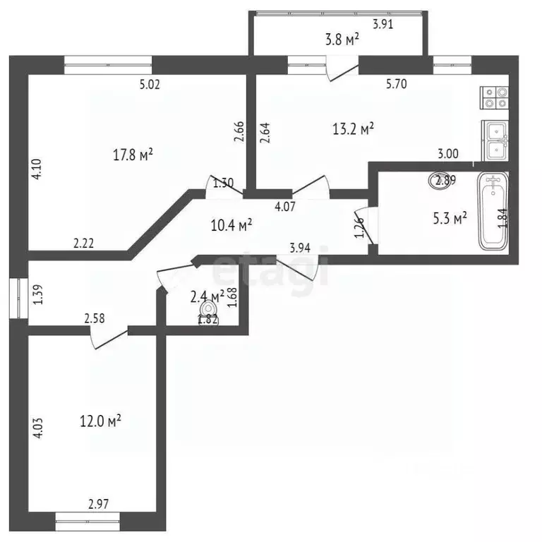 2-к кв. Ростовская область, Ростов-на-Дону Надежная ул., 56/6 (61.0 м) - Фото 1