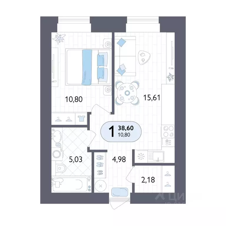 1-к кв. Брянская область, Брянск Бежицкая ул. (38.6 м) - Фото 1