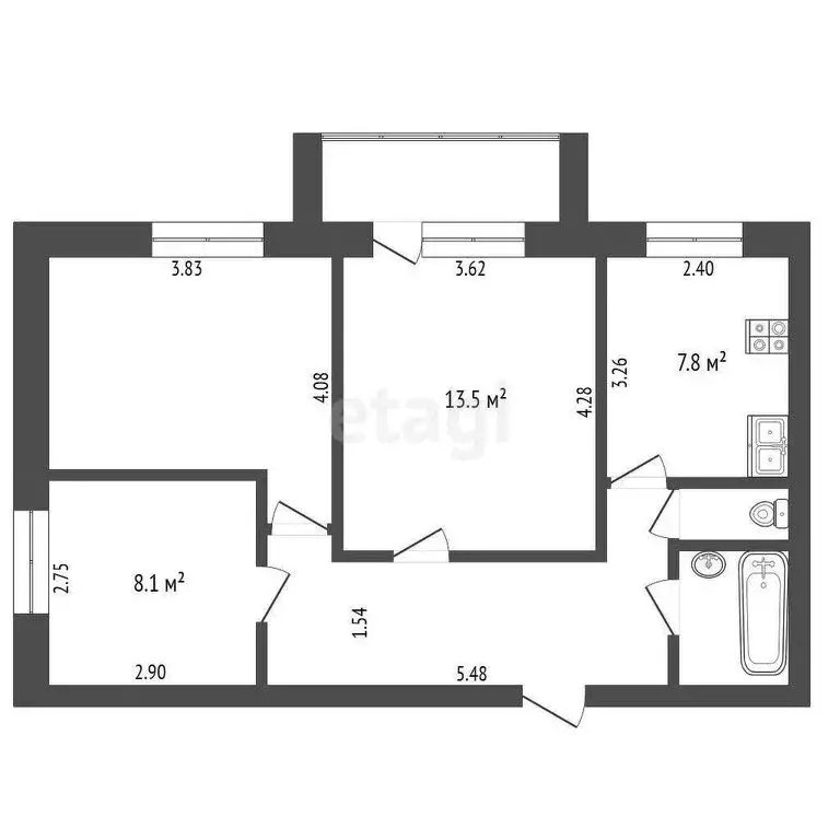 3-комнатная квартира: Тюмень, улица Максима Горького, 23 (57.3 м) - Фото 0