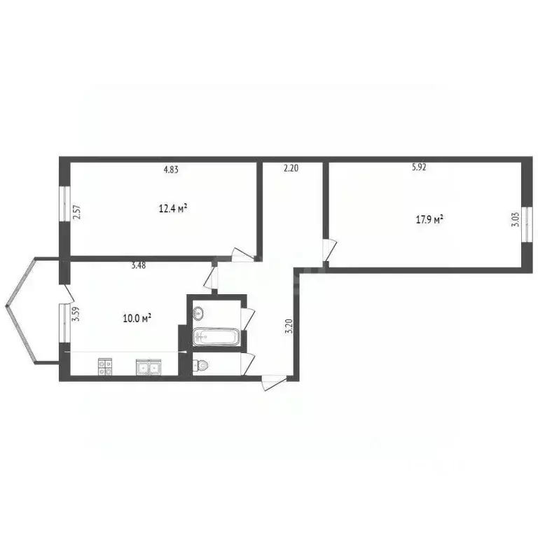 2-к кв. Белгородская область, Белгородский район, пос. Майский ул. ... - Фото 2