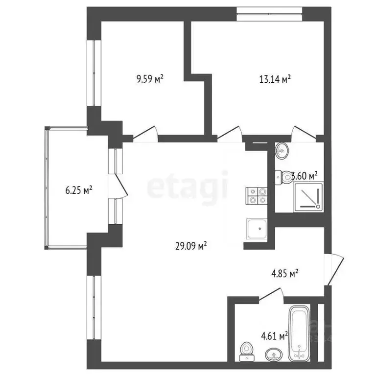 2-к кв. Тюменская область, Тюмень Ставропольская ул., 10 (72.0 м) - Фото 1