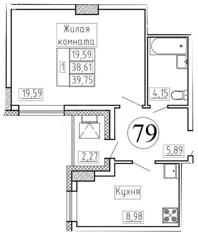1-комнатная квартира: Якутск, улица Строителей, 3 (39.75 м) - Фото 1