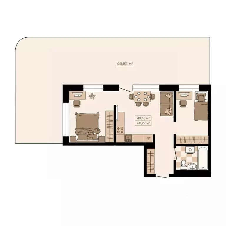 3-к кв. Приморский край, Владивосток ул. Грязелечебница (68.23 м) - Фото 1