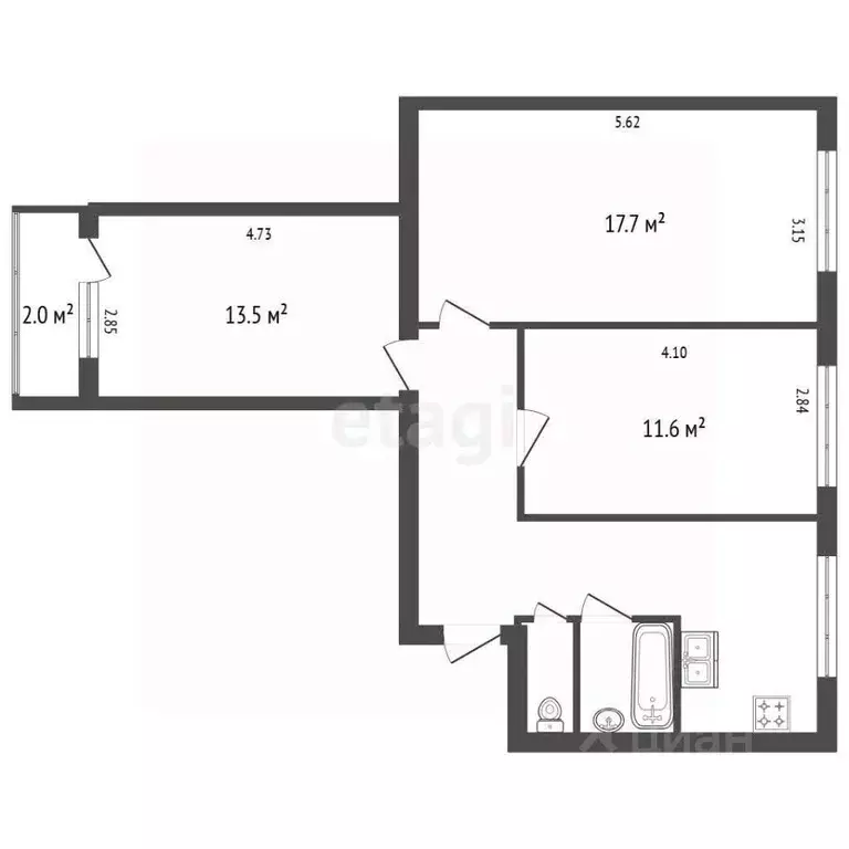 3-к кв. Санкт-Петербург Учительская ул., 6 (59.9 м) - Фото 0