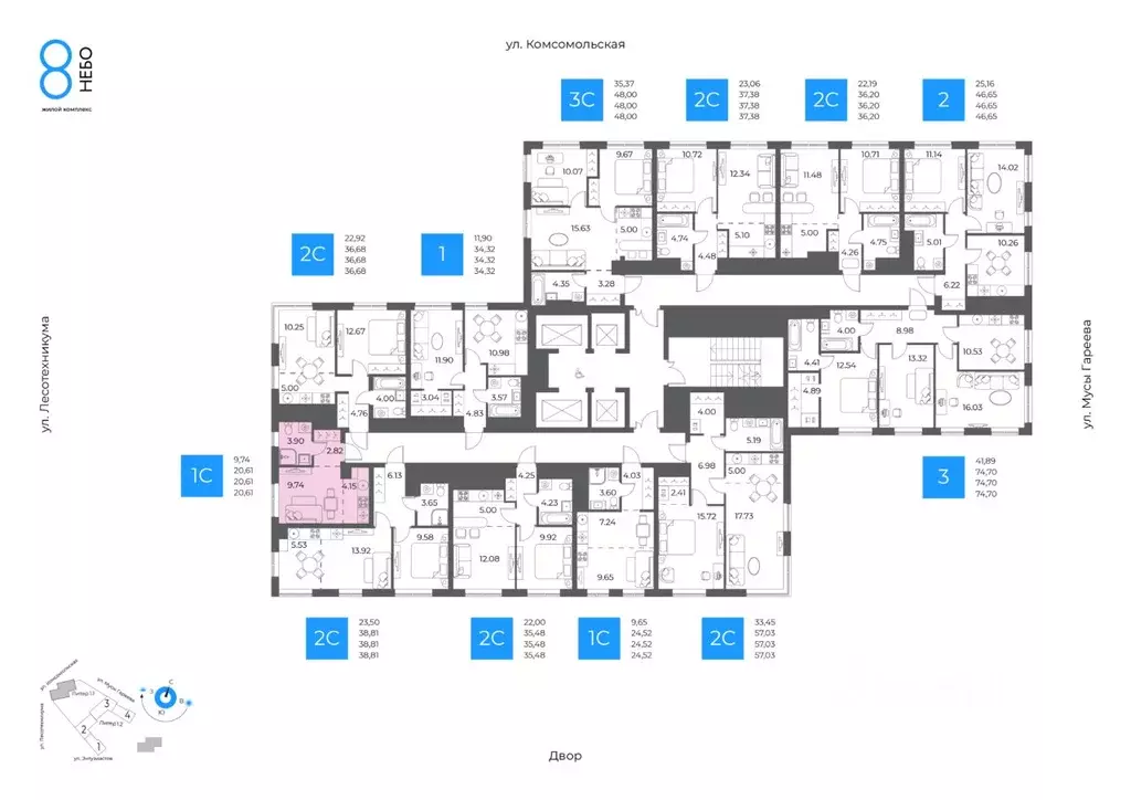 1-к кв. Башкортостан, Уфа Глумилино-1 мкр, 8-е Небо жилой комплекс ... - Фото 2