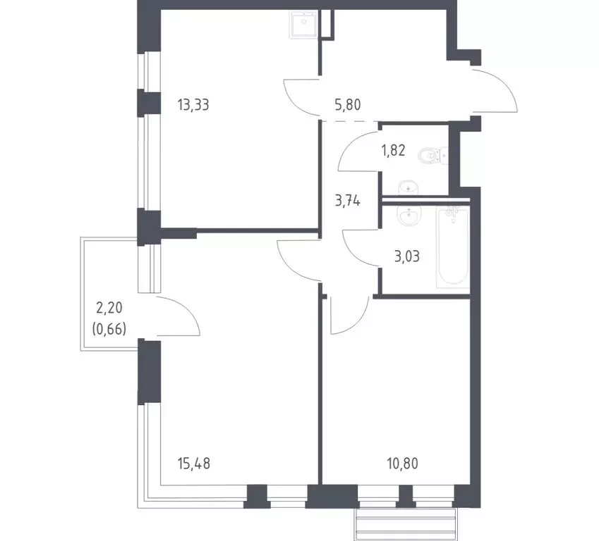 2-комнатная квартира: село Лайково, микрорайон Город-Событие, ЖК ... - Фото 1