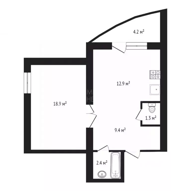 1-к кв. Тюменская область, Тюмень Транспортная ул., 82 (45.0 м) - Фото 2