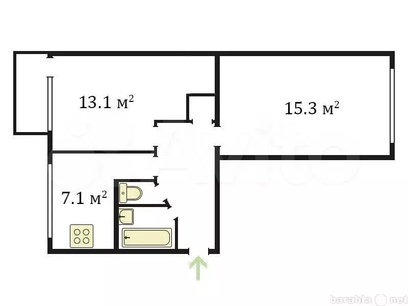 2-к. квартира, 44,8 м, 4/5 эт. - Фото 0