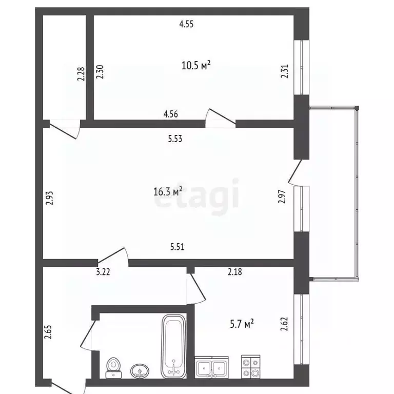 2-к кв. Московская область, Коломна ул. Ленина, 6 (43.0 м) - Фото 2