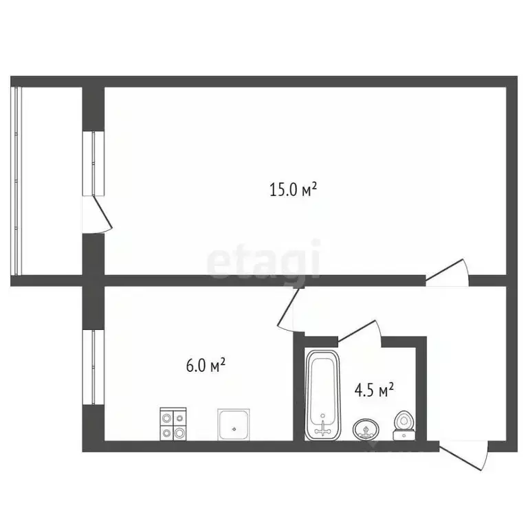 1-к кв. Брянская область, Брянск Новозыбковская ул., 12 (30.0 м) - Фото 2