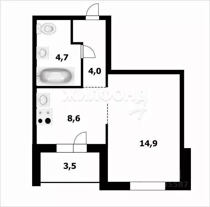 1-к кв. Новосибирская область, Новосибирск Рельефная ул., 102 (32.2 м) - Фото 0