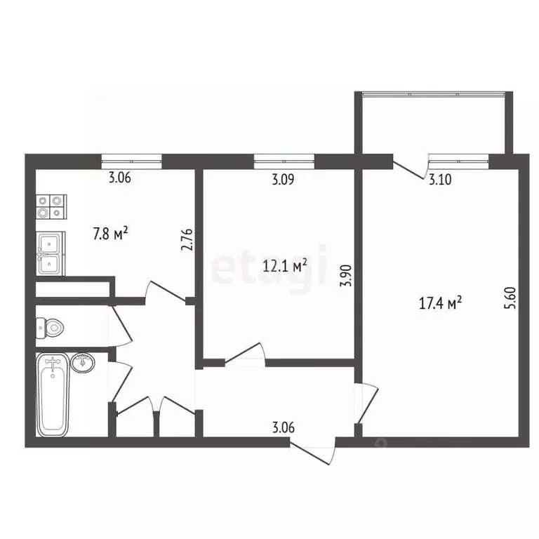 2-к кв. Московская область, Раменское ул. Чугунова, 28 (51.2 м) - Фото 2