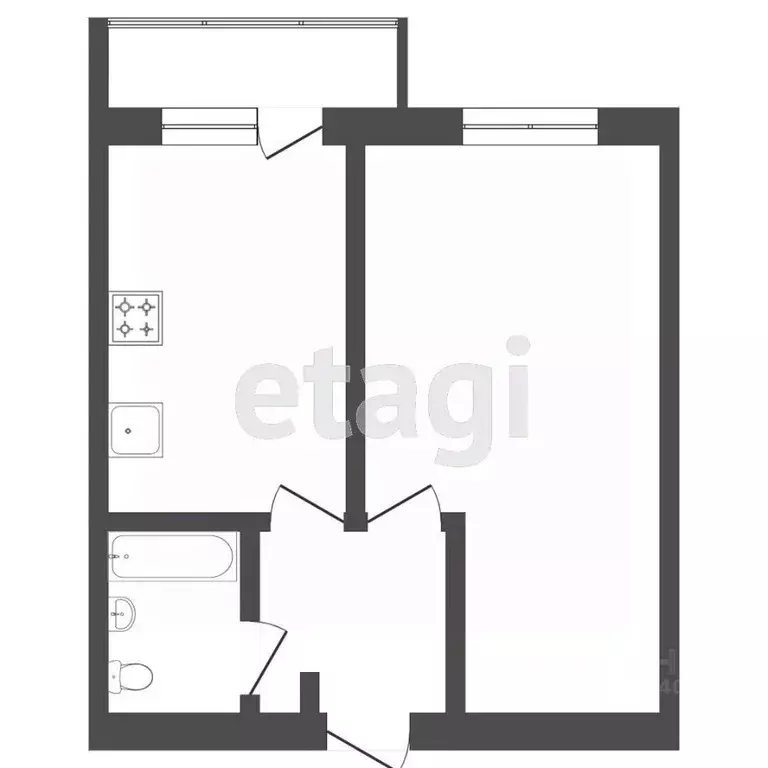 1-к кв. Тюменская область, Тюмень ул. Клары Цеткин, 61к2 (33.6 м) - Фото 2