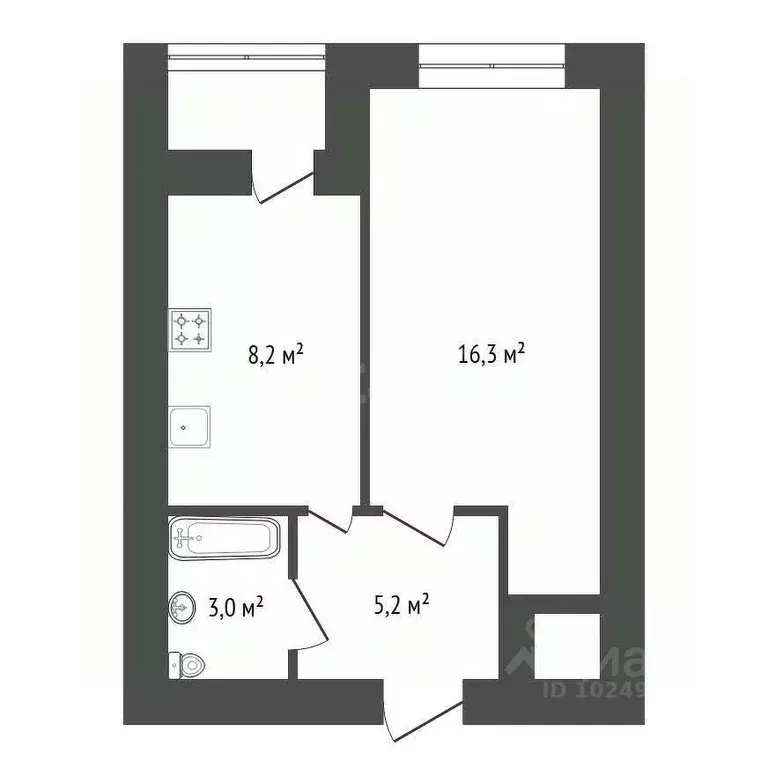 1-к кв. Башкортостан, Уфа ул. Геологов, 53 (32.5 м) - Фото 2