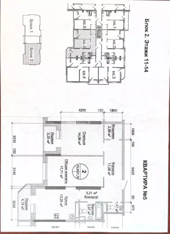 2-к. квартира, 75,5 м, 11/17 эт. - Фото 0