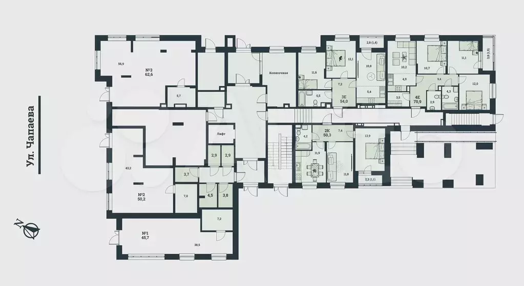 3-к. квартира, 54 м, 1/8 эт. - Фото 1