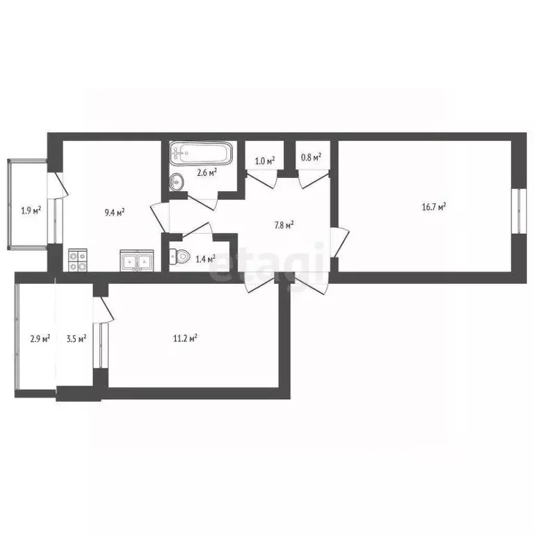 2-к кв. Севастополь ул. Александра Маринеско, 4А (54.0 м) - Фото 1