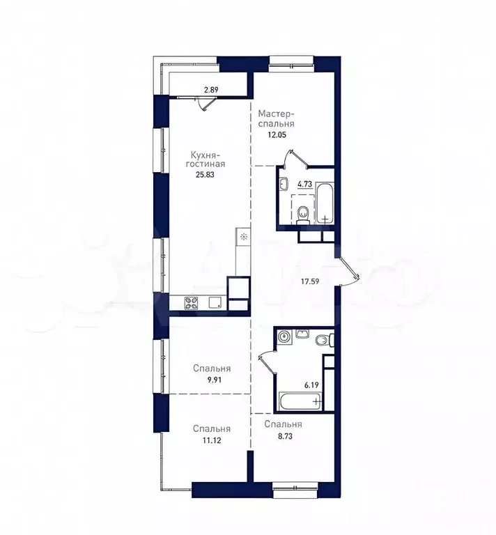 4-к. квартира, 100 м, 16/18 эт. - Фото 0
