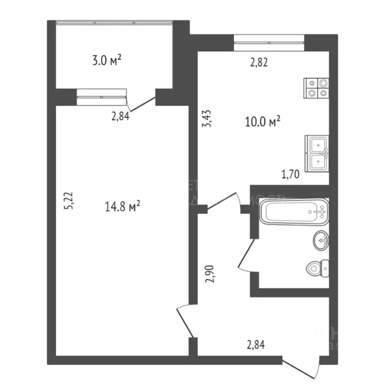 1-к кв. Тюменская область, Тюмень ул. Мебельщиков, 4 (33.0 м) - Фото 1