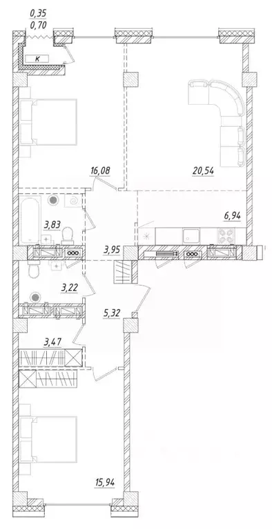 2-к кв. Приморский край, Владивосток ул. Достоевского (79.64 м) - Фото 1