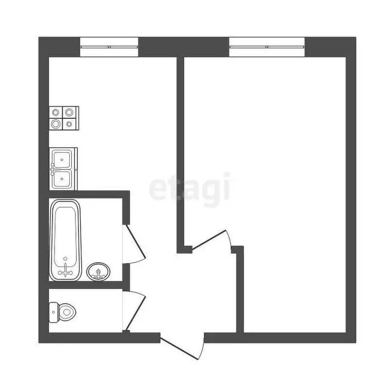 1-комнатная квартира: Туринск, Загородная улица, 34 (33.9 м) - Фото 0