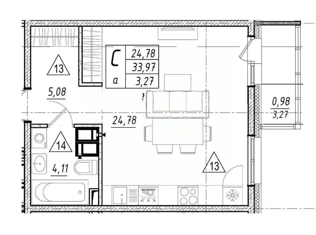 1-к кв. Сахалинская область, Южно-Сахалинск просп. Мира, 381 (34.97 м) - Фото 2