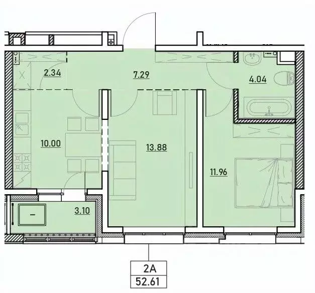 2-к кв. Иркутская область, Иркутск Иркутск-2 мкр, Зенит жилой комплекс ... - Фото 0