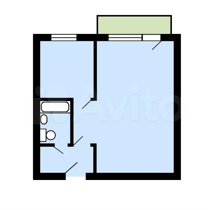 1-к. квартира, 31,6 м, 8/9 эт. - Фото 0