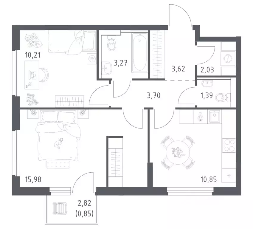 2-к кв. Ростовская область, Ростов-на-Дону Донские Легенды жилой ... - Фото 1