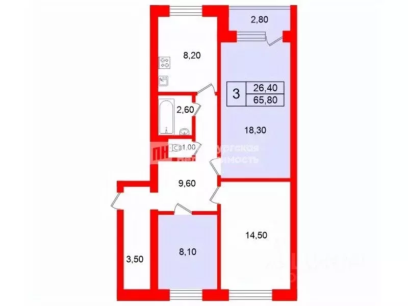 3-к кв. Санкт-Петербург пос. Репино, ул. 2-я Новая, 23 (65.8 м) - Фото 1