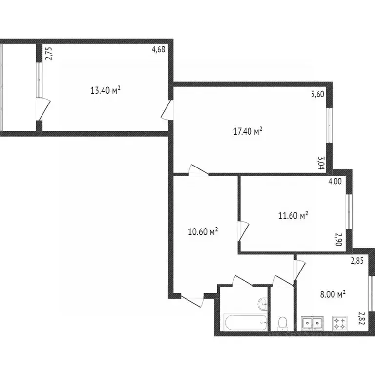 3-к кв. Ямало-Ненецкий АО, Новый Уренгой Восточный мкр, 5/1 (66.6 м) - Фото 2