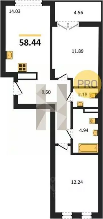 2-к кв. Калининградская область, Гурьевск ул. Героя России ... - Фото 1