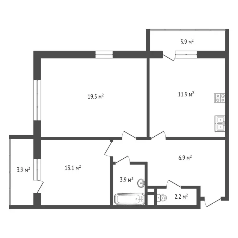 Продаётся 2-к квартира, 59.2 м - Фото 0