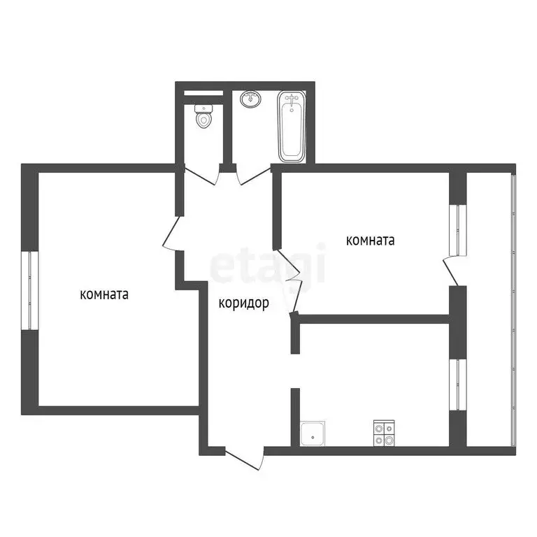 2-комнатная квартира: Тавда, Пролетарская улица, 6 (51 м) - Фото 0