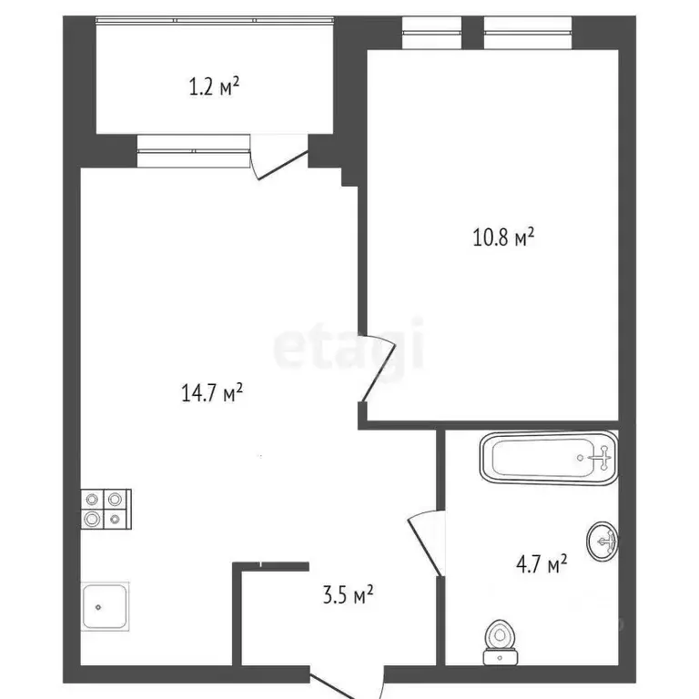 1-к кв. Тюменская область, Тюмень Полевая ул., 117к8 (35.0 м) - Фото 0