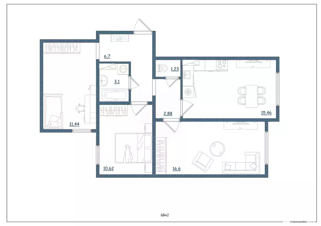 3-к кв. Тверская область, Тверь ул. Левитана, 93А (68.0 м) - Фото 1