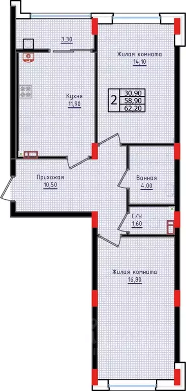2-к кв. Ставропольский край, Ставрополь ул. Якова Андрюшина, 6 (62.2 ... - Фото 1