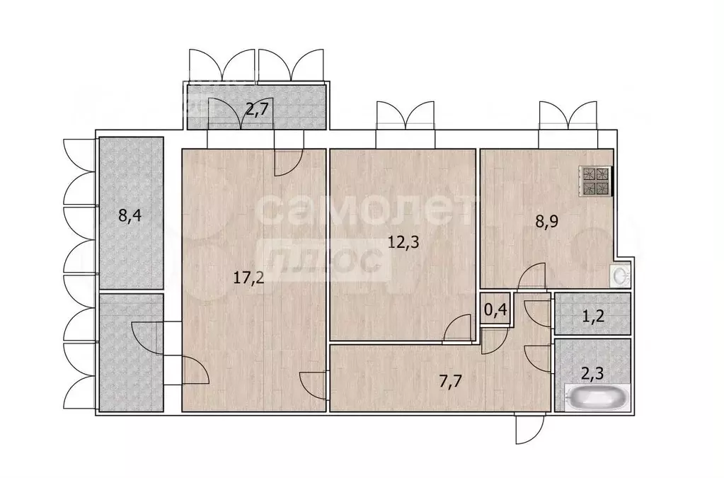 2-к. квартира, 55 м, 9/9 эт. - Фото 0