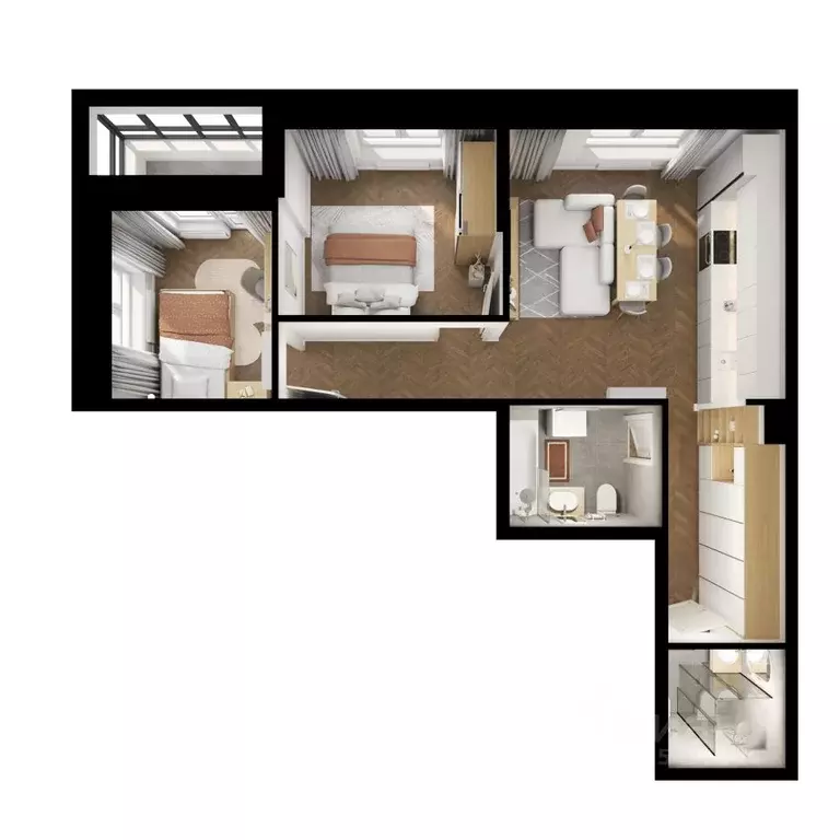 2-к кв. Сахалинская область, Южно-Сахалинск Уюн Парк жилой комплекс, ... - Фото 2