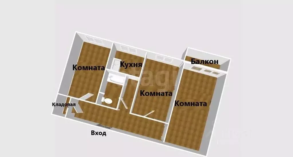 3-к кв. Сахалинская область, Южно-Сахалинск ул. Чехова, 1 (58.0 м) - Фото 2