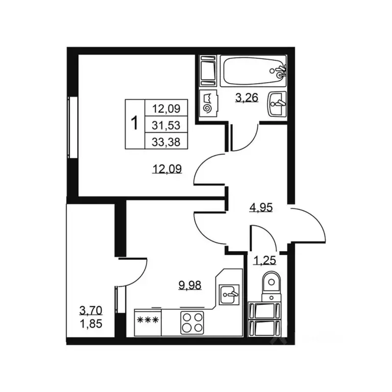 1-к кв. Ленинградская область, Всеволожский район, пос. Бугры ул. ... - Фото 1